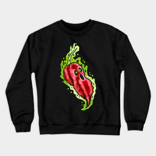 Scary Hot Ghost Pepper With Face Halloween Crewneck Sweatshirt